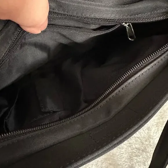 Kate Spade Black Nylon Shoulder Bag Sleek Minimal Y2K Classic Chic Clean Girl - Picture 11 of 16